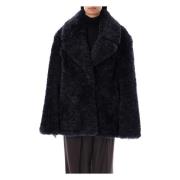 Navy Eco Fur Short Coat Stella McCartney , Blue , Dames