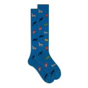 Italiaanse lange sokken met kattenborduurwerk Gallo , Multicolor , Dam...