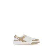 Mesh Sneakers met Suede Inzetstukken Dolce & Gabbana , Beige , Heren