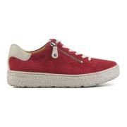 Rode Suede Sneakers Hartjes , Red , Dames