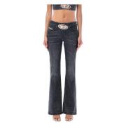 Zwarte Wassing Denim Jeans Aw24 Diesel , Gray , Dames