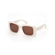 Bruine Lens Zonnebril met Witte Frame Max Mara , White , Dames