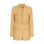 Safari Canvas Jas Kameel Max Mara , Brown , Dames