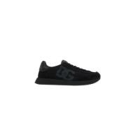 Zwarte Mesh & Suède Low-Top Sneakers Dolce & Gabbana , Black , Dames