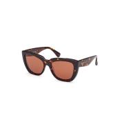 Stijlvolle Havana zonnebril met bruine lens Max Mara , Brown , Dames