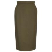 Canvas Pencilrok met Achtersplit Max Mara , Green , Dames