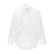 Logo Print Crystal Embellished Wit Overhemd Msgm , White , Dames