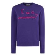 Paarse Sweater Geborduurde Ronde Hals MC2 Saint Barth , Purple , Dames