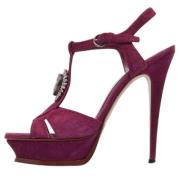 Pre-owned Suede sandals Yves Saint Laurent Vintage , Purple , Dames