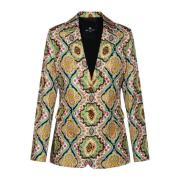 Gedessineerde zijden jas, recht model, Pegasus Etro , Multicolor , Dam...
