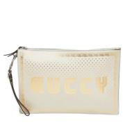 Pre-owned Leather clutches Gucci Vintage , White , Dames