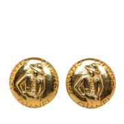 Pre-owned Metal earrings Chanel Vintage , Yellow , Dames