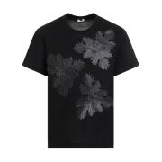 Zwart Blad Print T-Shirt Comme des Garçons , Black , Heren