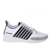 Witte/zwarte leren sneakers Ss24 Dsquared2 , Multicolor , Heren