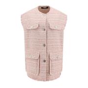 Roze Blazer Crew-neck Vier Zakken Versace , Pink , Dames