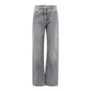 Grijze Katoenen Broek Rechte Pijp Versace , Gray , Dames