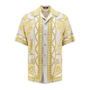 Zijden Grijze Shirt Puntkraag Versace , Multicolor , Heren