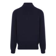 Navy Cashmere Zip Sweater Brunello Cucinelli , Blue , Heren
