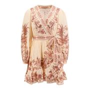 Roze Wrap Jurk V-Hals Ballonmouw Zimmermann , Multicolor , Dames