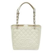 Pre-owned Leather totes Chanel Vintage , White , Dames