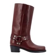 Studded Leather Boots with Metal Detail Paris Texas , Red , Dames