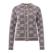 Grijze Gebreide Trui Crew-neck Gouden Knopen Zakken Gucci , Multicolor...