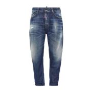 Blauwe Denim Jeans Vervaagd Effect Dsquared2 , Blue , Heren