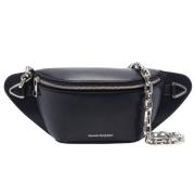 Logo-Ingelegde Leren Biker Bumbag Alexander McQueen , Black , Dames