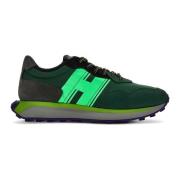 Groene Sneakers met Technische Stof Inzetstukken Hogan , Green , Heren