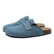 Raffia Muiltjes met Lederen Details JW Anderson , Blue , Dames