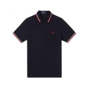 Slim Fit Twin Tipped Polo Navy White Red Fred Perry , Blue , Heren