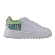 Witte Sneaker met Groen Logo Emporio Armani , White , Dames