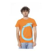 Oranje Logo Print Katoenen T-shirt Trussardi , Orange , Heren