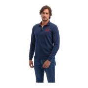 Blauw Katoenen Polo Shirt Geborduurd Logo La Martina , Blue , Heren