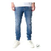 Slim Fit Mid Waist Jeans met Fade Effecten Gabba , Blue , Heren