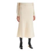 Wollen Rok met Uitlopende Snit Jil Sander , Beige , Dames