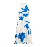 Satin Jurk met Bloemenpatroon Oltre , Multicolor , Dames