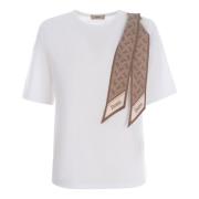 Katoenen T-shirt met Logosjaal Herno , White , Dames