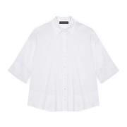 Asymmetrische Popeline Shirt voor Lente Elena Mirò , White , Dames