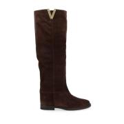 Velours Rits Lange Mouw Top Via Roma 15 , Brown , Dames