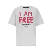 Wit T-shirt met letterprint Just Cavalli , White , Heren