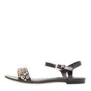 Pre-owned Leather sandals Louis Vuitton Vintage , Black , Dames