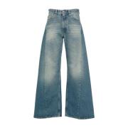 Indigo Wide Leg Denim Jeans MM6 Maison Margiela , Blue , Dames