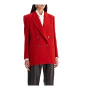 Oversized Wol Double-Breasted Blazer Alessandra Rich , Red , Dames