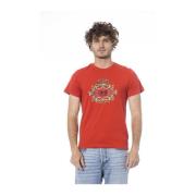 Logo Print Katoenen T-shirt voor Mannen Cavalli Class , Red , Heren