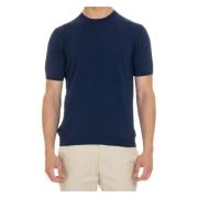 Blauw Katoen Gebreid T-shirt Polo Tagliatore , Blue , Heren