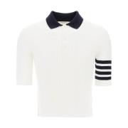 Klassieke Polo Shirt voor Mannen Thom Browne , White , Heren