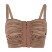 Bruine Mesh Top, Stijlvol Ontwerp Dolce & Gabbana , Brown , Dames