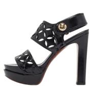 Pre-owned Leather sandals Louis Vuitton Vintage , Black , Dames