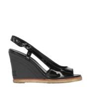 Pre-owned Leather sandals Chanel Vintage , Black , Dames